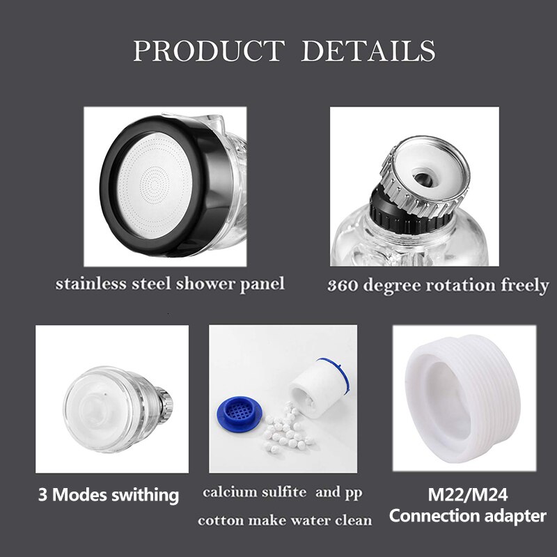 360 Roterende Splashproof Chloor Verwijderen Filter Beluchter Sink Hoofd Water Zuiveren Kraan 3 Modus Waterbesparing Waskolf Kraan