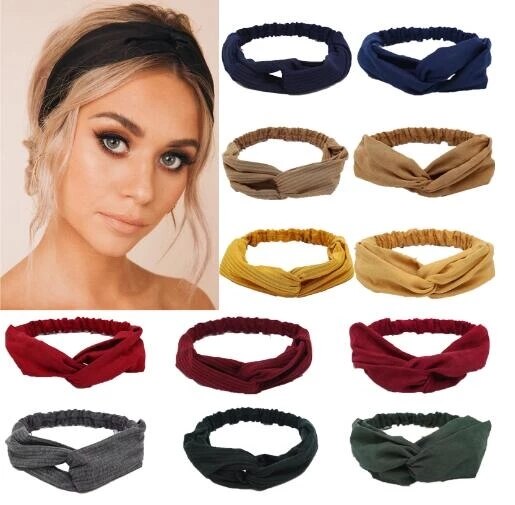 Diadema Lisa para mujer, turbante elástico para la cabeza, accesorios para el cabello para mujer, bandas para el cabello a rayas