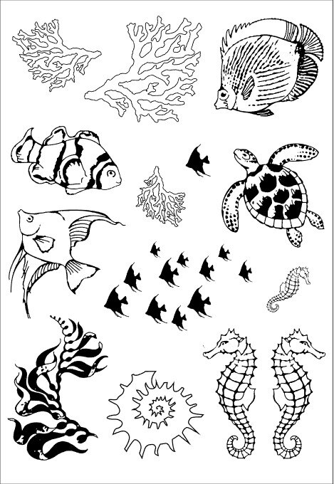 11x16 Flowers small fish Transparent Clear Silicone Stamp/Seal for DIY scrapbooking/photo album Decorative card making: 1507