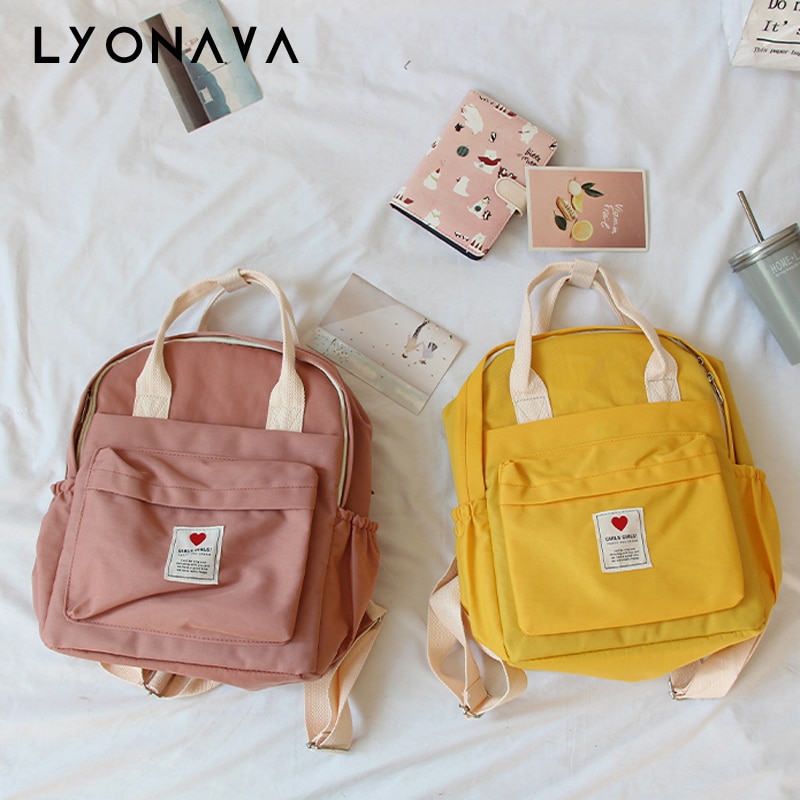 Mochilas de estilo coreano para mujer, bonitos bolsos de hombro escolares para chicas, mochilas moradas Ulzzang de lona pequeñas de estilo coreano