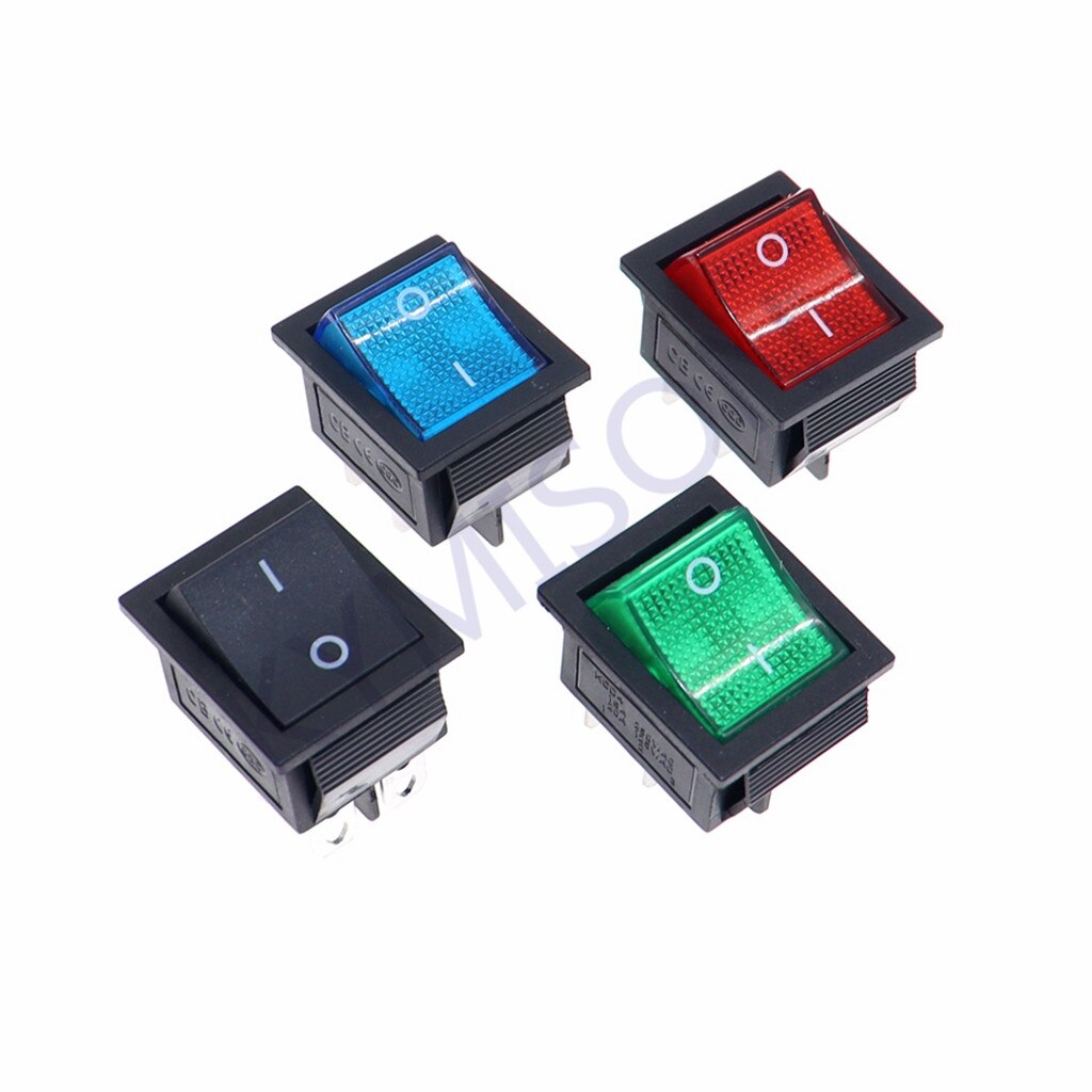 10PCS KCD4 Rocker Switch ON-OFF 2 Position 4 pin / 6 pin Electrical equipment With Light Power Switch 16A 250VAC/ 20A 125VAC