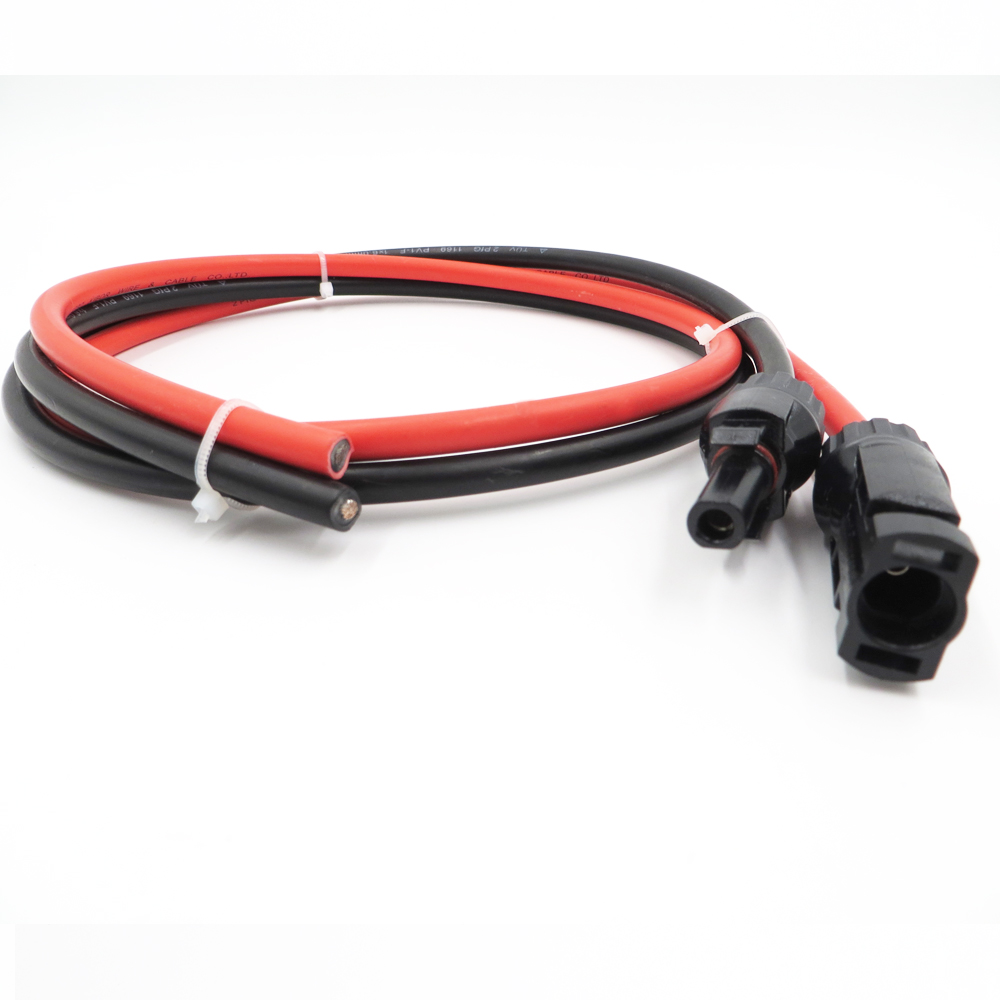 1 Pairs x MC4 Connector vrouwelijke tak met rood, mannelijke tak met zwart 1 m 4mm2 kabel