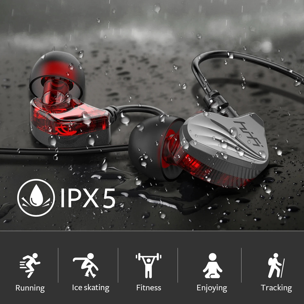 T2000 à prova dwaterproof água esportes binaural com fio fone de ouvido alta fidelidade metal baixo fone esporte estéreo som redução ruído fone