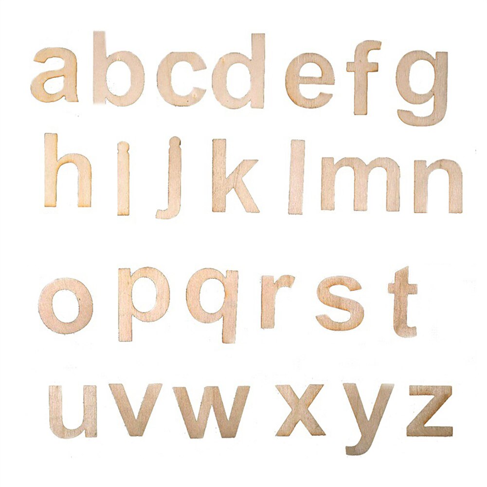52 stk/sæt dekoration patchwork pædagogisk ord diy-numre kunsthåndværk fest træbogstaver alfabet hjemme håndlavet blandet: Små bogstaver