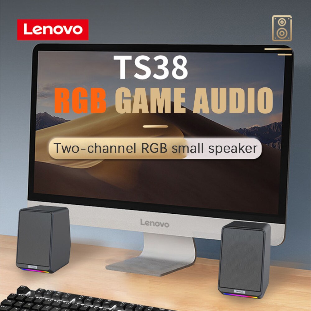 Lenovo Computer Desktop Speaker Set Portable Stereo RGB Luminous USB Wired Notebook Audio Speaker Computer Accessories