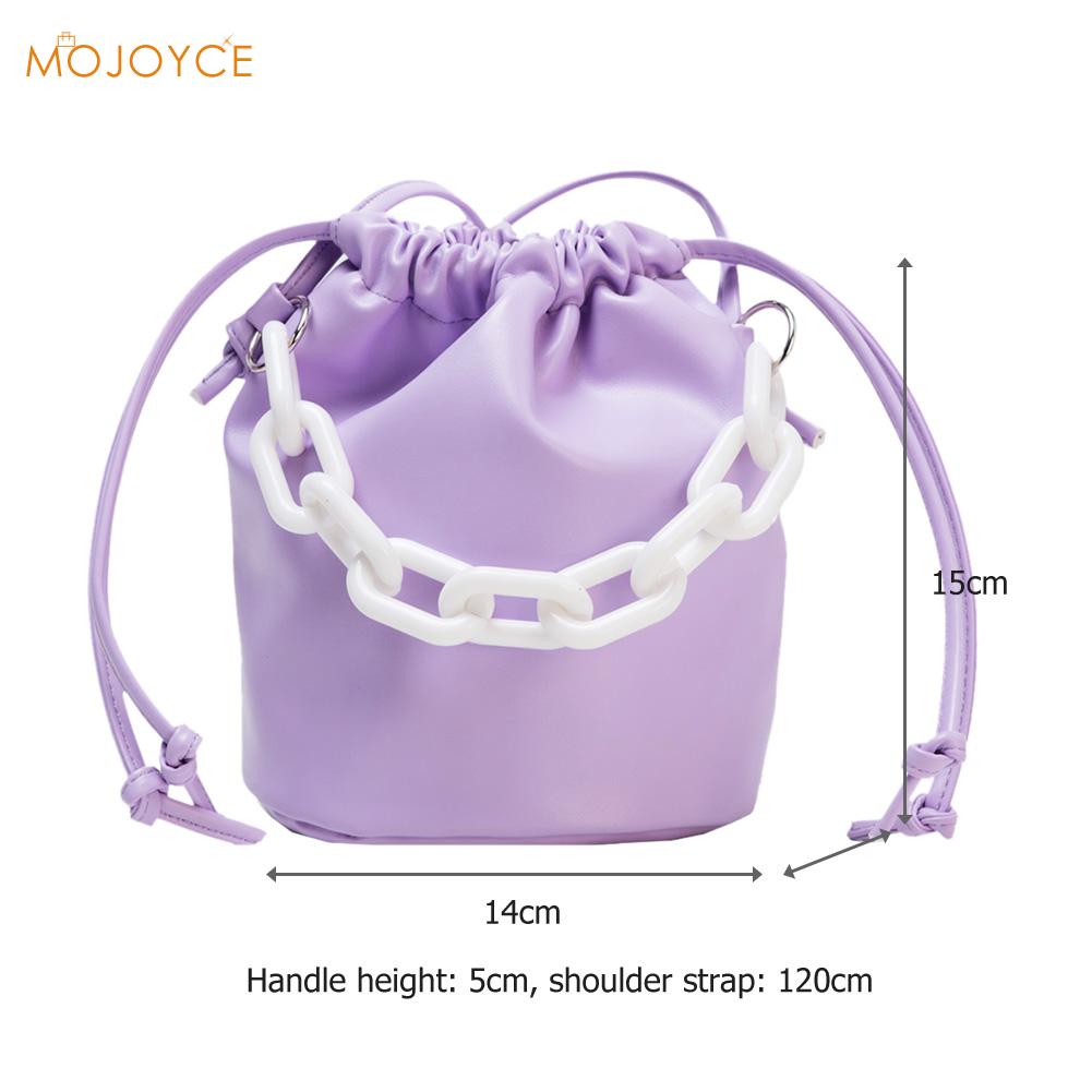 Bolso de hombro tipo cubo de PU para mujer, bolso de mensajero con cordón, bolso de viaje, bolso de Diario Femenino Simple Popular