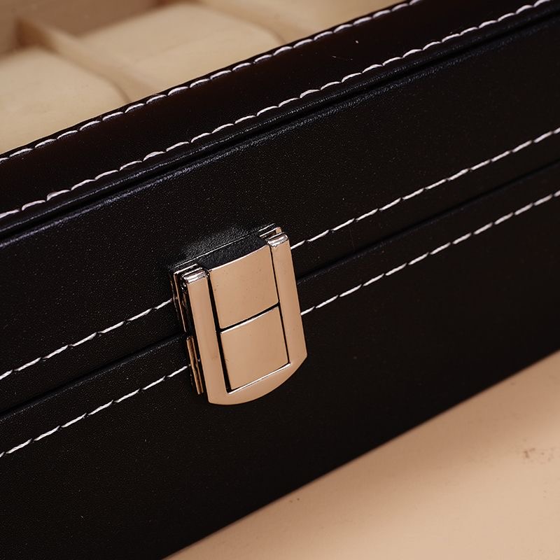 DELESYS-Vitrine de montre en cuir PU avec dessus en verre, boîte de rangement pour bijoux, style classique, 2 emplacements, 3 emplacements, 4 emplacements, 5 emplacements, 6 emplacements, 8 emplacements, 10 emplacement