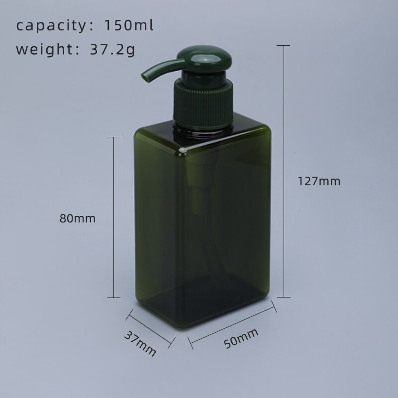 Dikker Lege Vierkante Hervulbare Fles Met Pomp Voor Badkamer Keuken Shampoo Lotion Zeep Petg Opslag Container 1Pcs: 150ml green