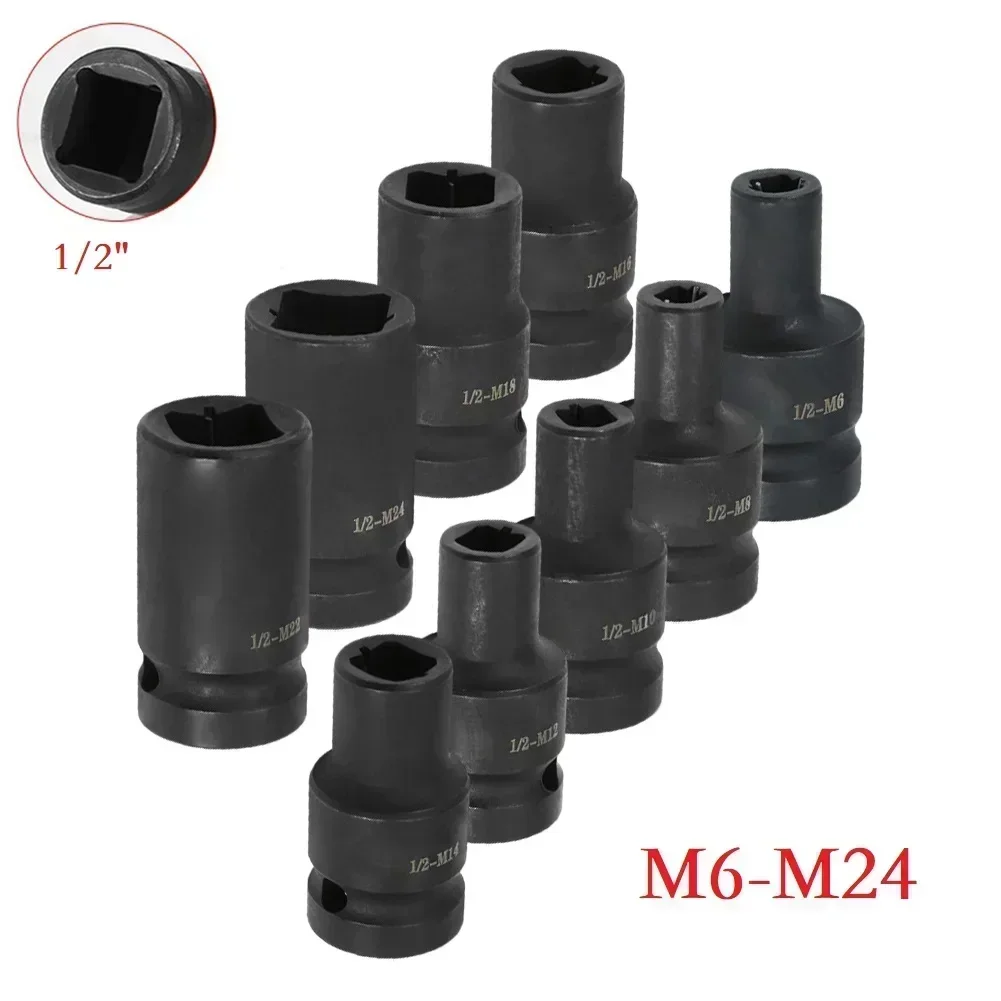 Douille de robinet carrée à Double tête, pilote à cliquets de 1/2 pouces pour clé à cliquet pneumatique M6-M24, forets, adaptateur, accessoires, douille à onglet