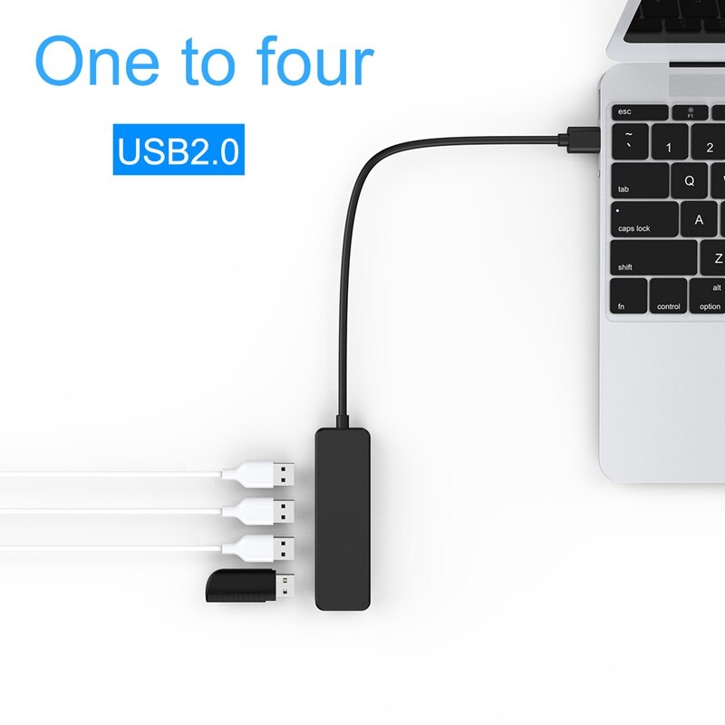 51 Pcs Accessories: 1 Pcs Ultra Slim USB Hub 4-Port USB 2.0 Hub Black & 50 Pcs Self Adhesive Cable Clamp for Car