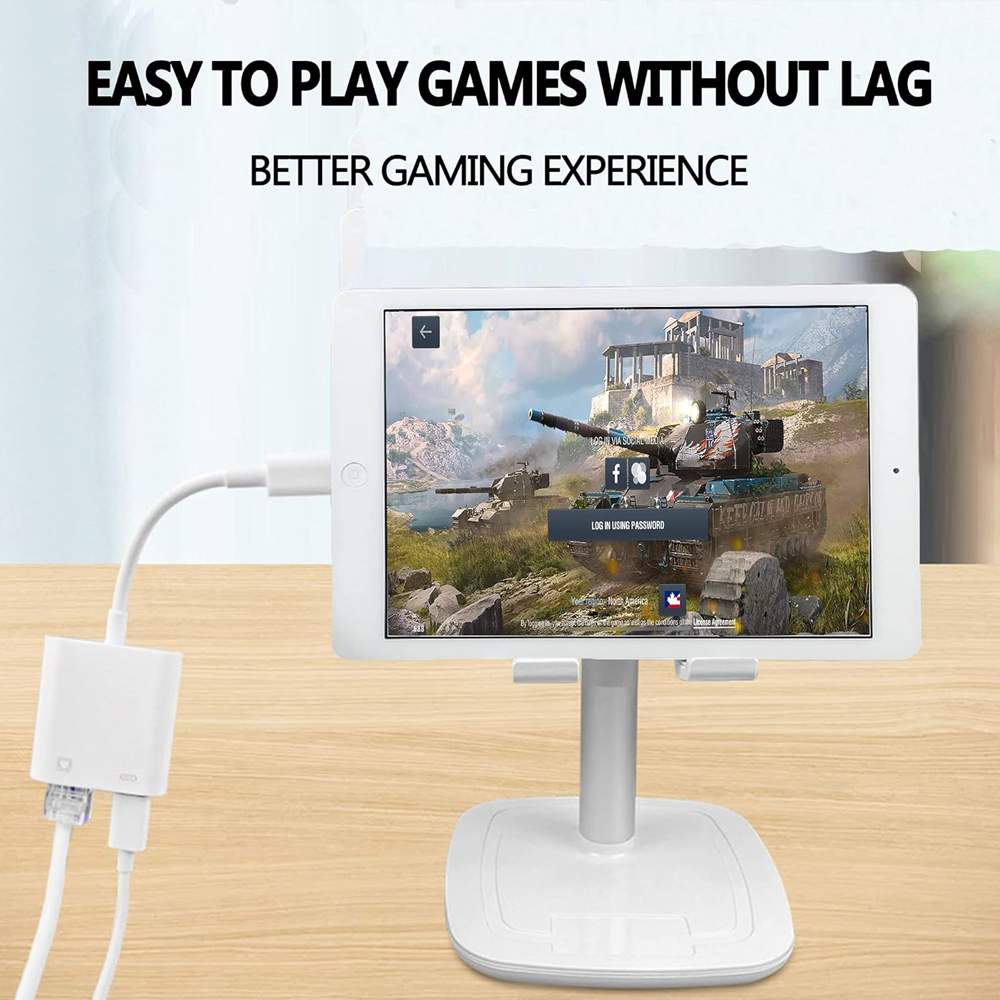 10/100Mbps Ethernet RJ45 for Lightning iPhone 14 13 12 11 8 7 6 5 /iPad/iPod Ethernet LAN Network Adapter with Charging Adapter