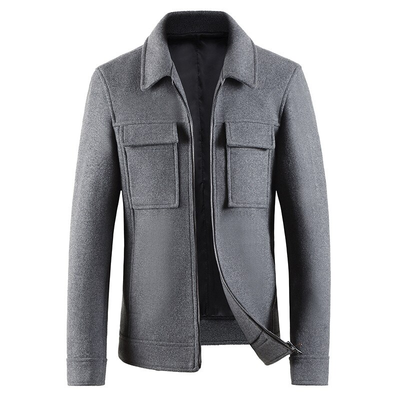 Efterår vinter kort ulden frakke herre slim uld jakke langærmet casual kaki overfrakker mandlige tyk plus size blanding frakke 3xl 4xl