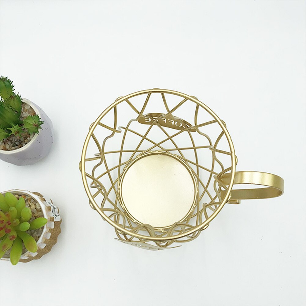 Retro Metal Storage Case for Cafe Organizer Storage Storage Basket Snack Holder Coffee Capsule Cup Fruit Cup Mug Shape Organizer