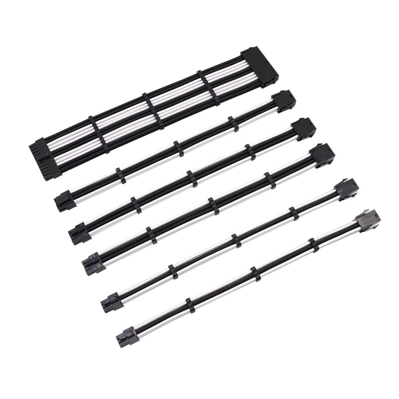 ATX PSU Extension Cable Kit - 24Pin, 4+4Pin EPS, 6Pin & 6+2Pin PCIe - Modded Sleeved Cables
