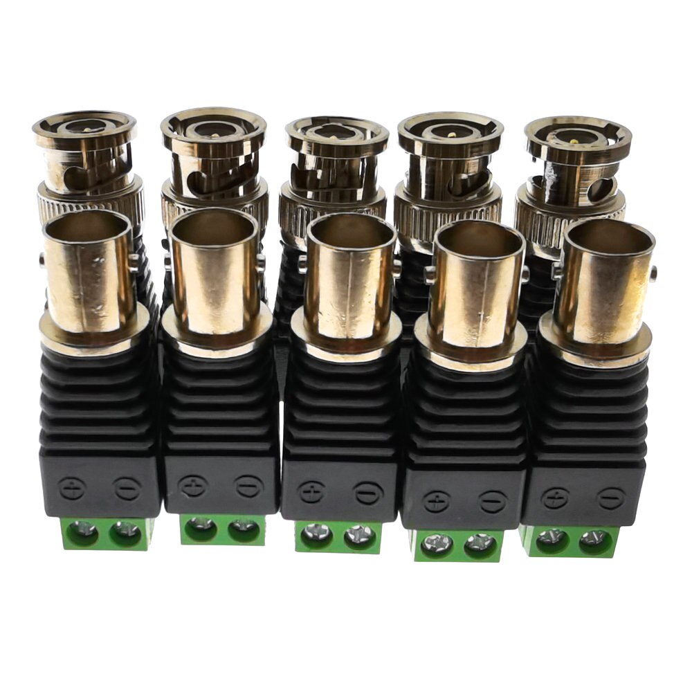 2 Pcs Bnc Naar Schroefkroonstenen Voor Ahd Camera Cvi Camera Tvi Camera Cctv Camera Coaxiale/Cat5/Cat6 Kabels