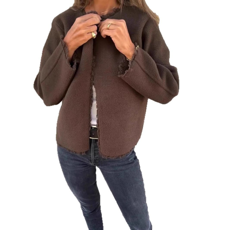 Abrigos de lana para mujer, chaquetas de mezcla, abrigo de manga larga con cuello redondo, chaqueta de calle gruesa y cálida Y2k, prendas de vestir exteriores elegantes para Otoño e Invierno