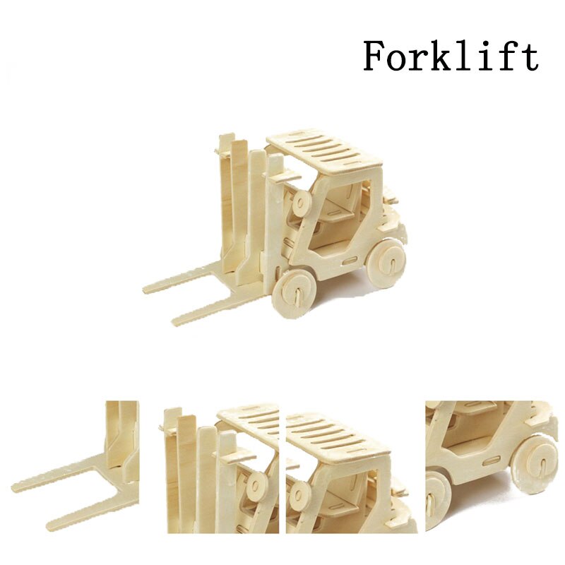 3D Puzzle Wooden Jigsaw Toys Plane Series Vehicle Model Education Toy Game For Children Wood Jigsaw Puzzles Christmas: Forklift