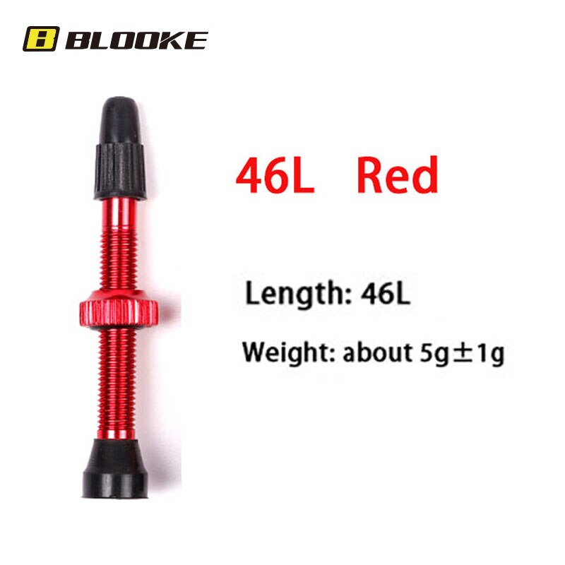 BLOOKE 34/46/60/80MM EPDM Rubber and Alloy Material Bicycle French F/V Tubeless Tire Valve Suitable For Road Bike MTB: 46L Red