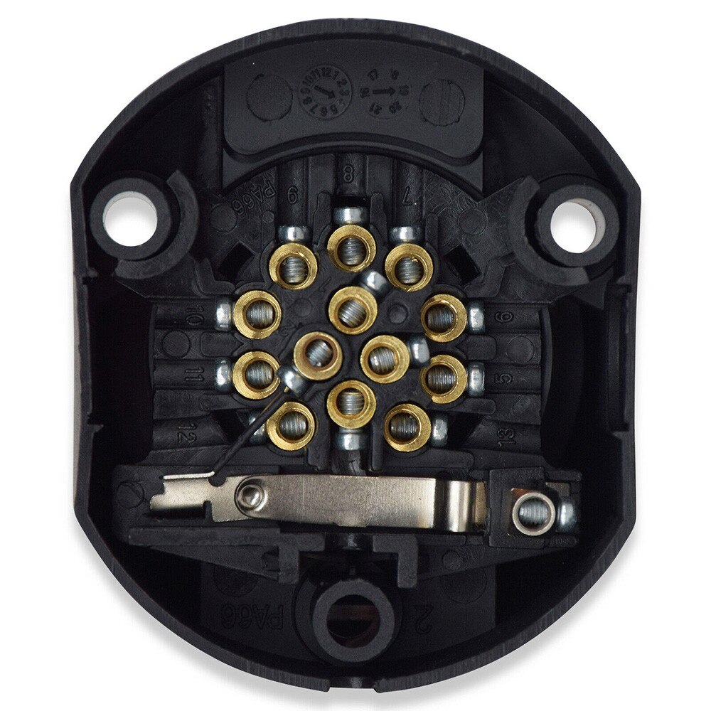 1set Car Trailer Socket 13-Pin OVAL + Automatic Switch-Off Screws + Nuts For Caravans SW8 Stop Nut With Plastic Ring M5