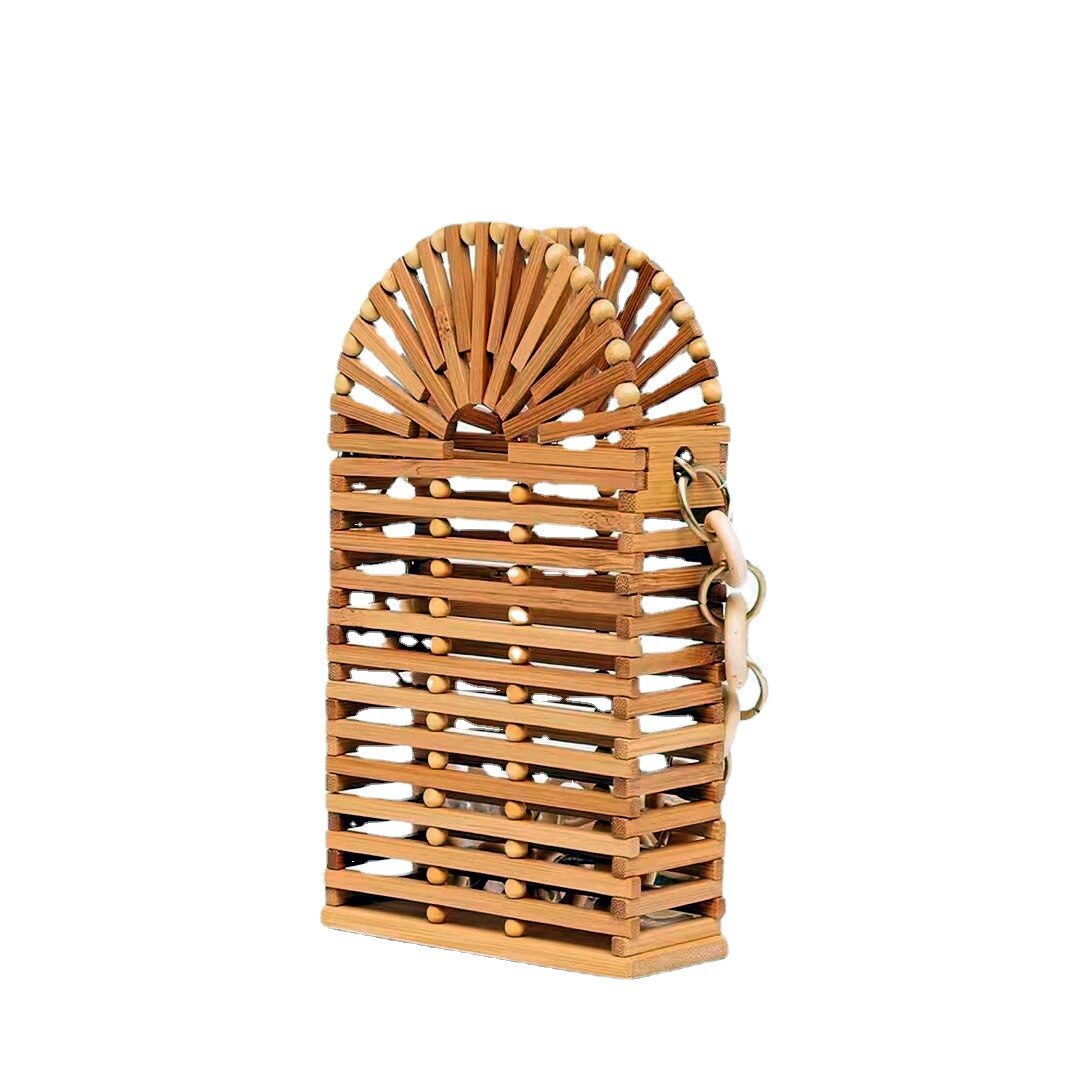 Borsa da spiaggia antica nuova intrecciata Messenger da donna con una spalla intrecciata in bambù piccola borsa quadrata borsa da spiaggia artigianale vuota di moda retrò