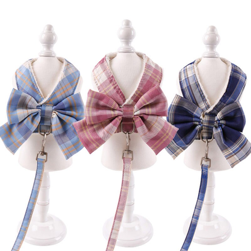 Dog Traction Rope Cute JK Pet Clothes Small And Medium-sized Dog Vest Teddy Bear Go Out Chest Strap Walking Dog Rope Vest