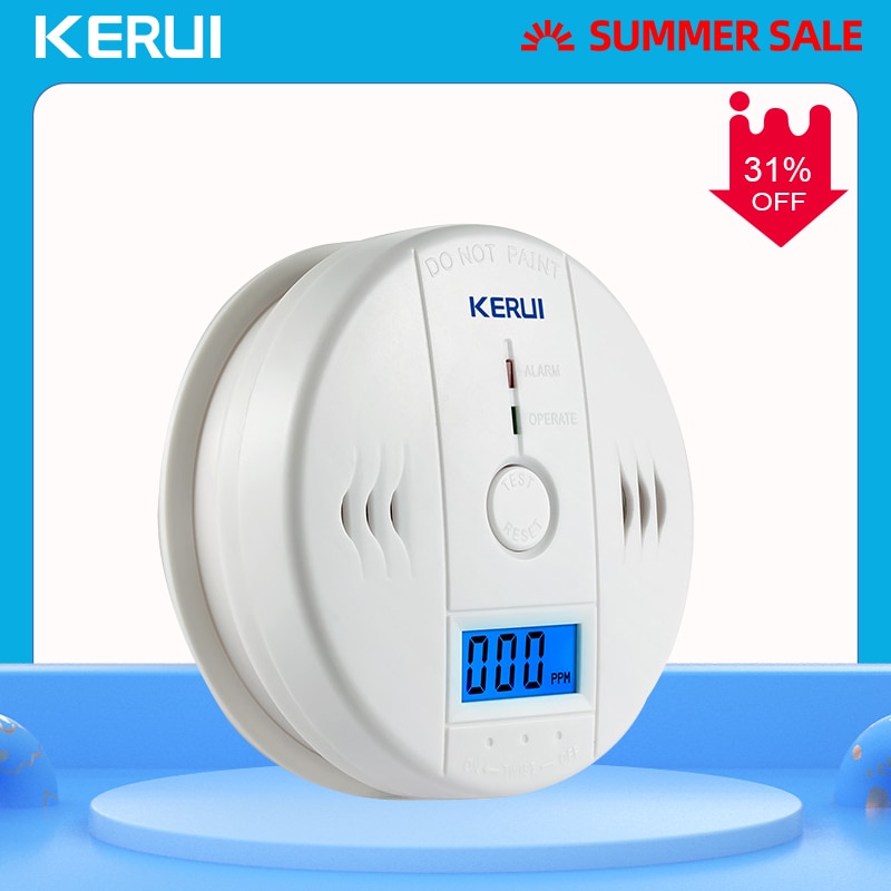 Kerui hjem sikkerhed brand co gas sensor kulilte detektorer kulilte alarm fungerer uafhængigt