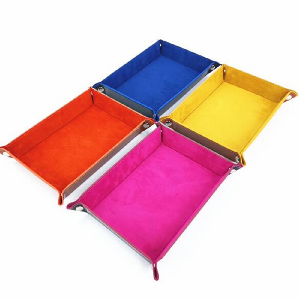 Dobbeltsidet terningeholder terningebakke læder foldebakke fløjl til rpg dnd bordspil opbevaring d&amp;d kort memo holder organizer