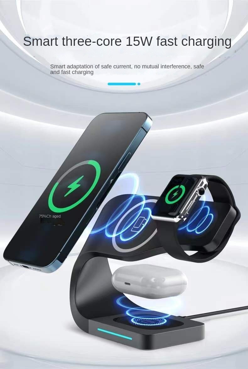Smart Wireless Multifunction Mobile Phone Charging Four-in-One Magnetic Wireless Fast Charging 15W