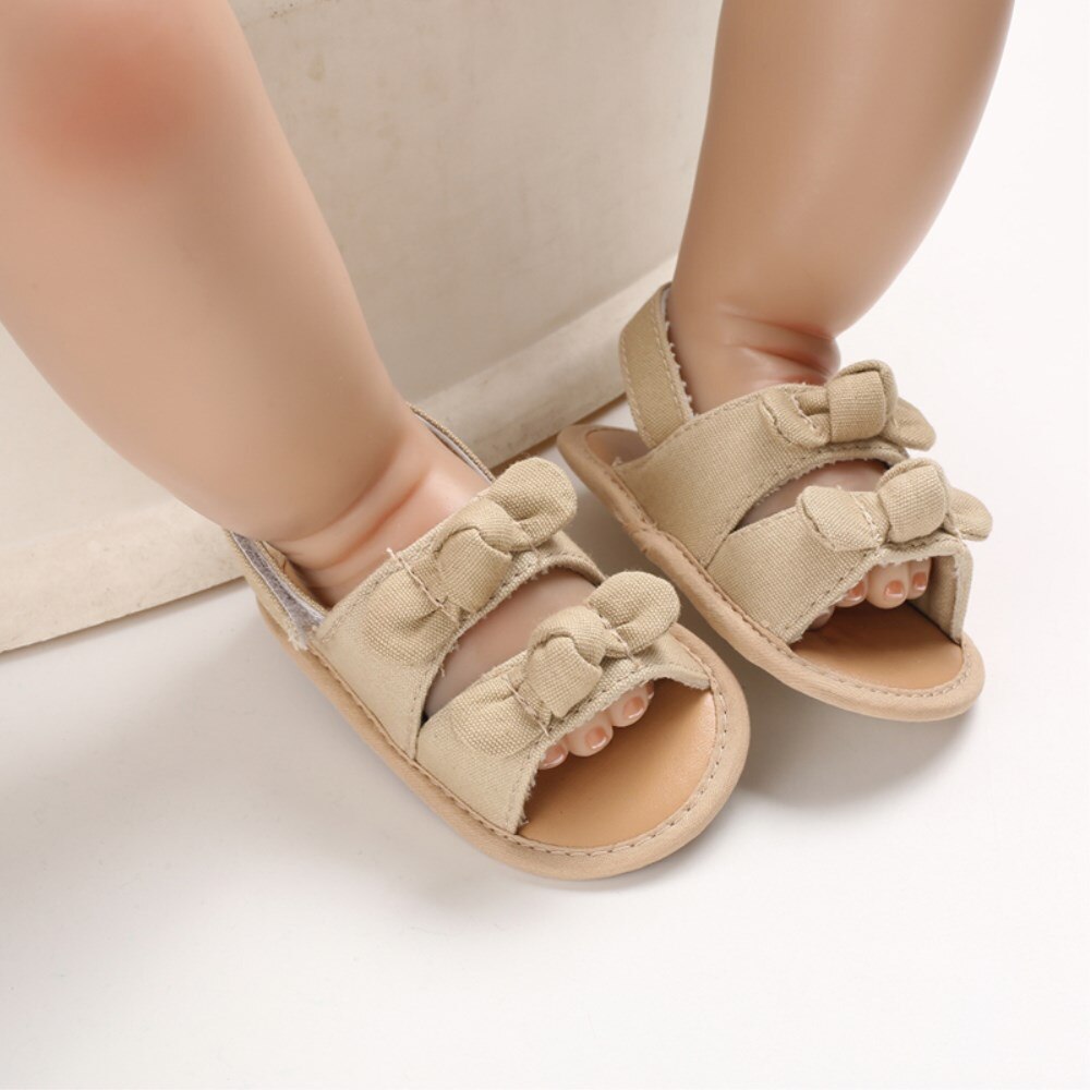 Sandales à semelle souple pour bébés filles | Chaussures d'été pour tout-petits, à la , sandales à nœud papillon: Apricot / 0-6 mois