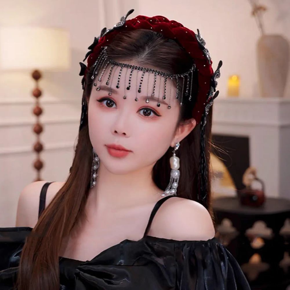 Aro para el pelo de flor trenzada de estilo coreano, Tiara exquisita y dulce para celebración de con borla, diadema de lujo ligera