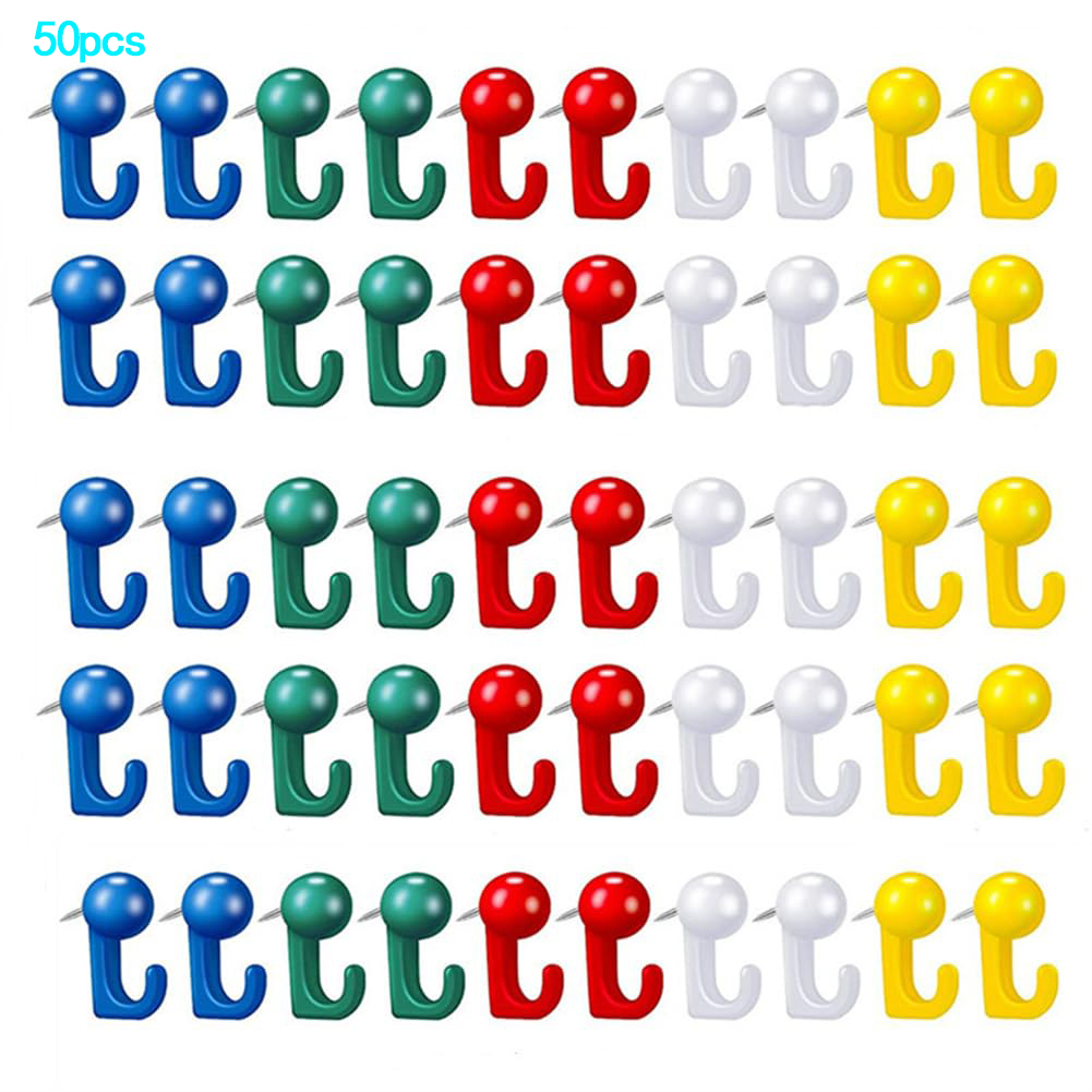50pcs Push Pin Hooks Plastic Heads Cork Board Hooks Decorative Hanging Hook for Bulletin Board Home Office School Supplies: light green