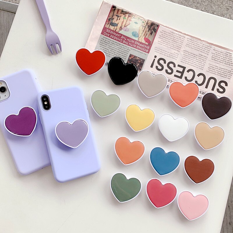 Popular Universal Pocket Airbag Stand Mobile Phone Accessories Holder Love Heart Shaped Bracket Mount for IPhone Samsung Huawei