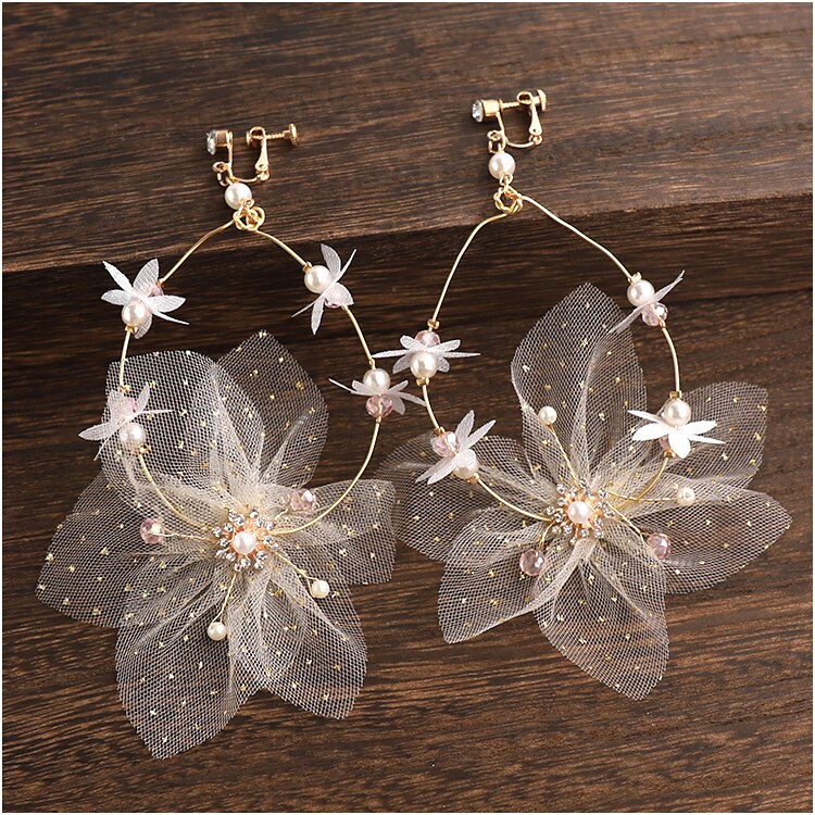 fe søt silke garn hårklips øredobber brud hårspenner til kvinner hårspenner bryllup hår tilbehør