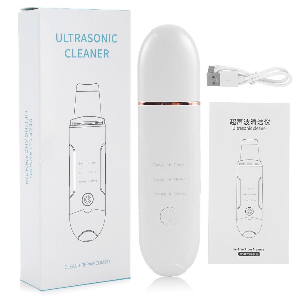 Ultrasonic Skin Scrubber Deep Face Cleansing Devices Face Dirt Remover Ion Vibration Electric Skin Scrubber: style 2 white