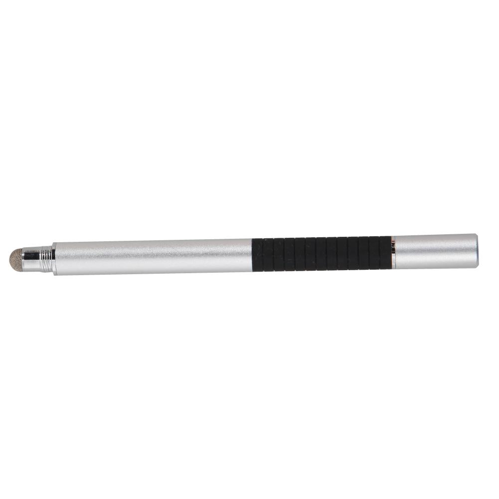 2 in 1 Stift Multifunktions Feine Punkt Runde Dünne Spitze Touchscreen Kapazitiven Stift Kuli Für Smartphone Tablette für iPad iPhone: Silber