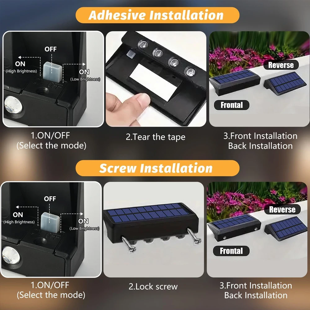 Lámpara Solar de pared, luces LED solares para valla, impermeables para exteriores, para balcón, patio, decoración de jardín, iluminación de pared Exterior