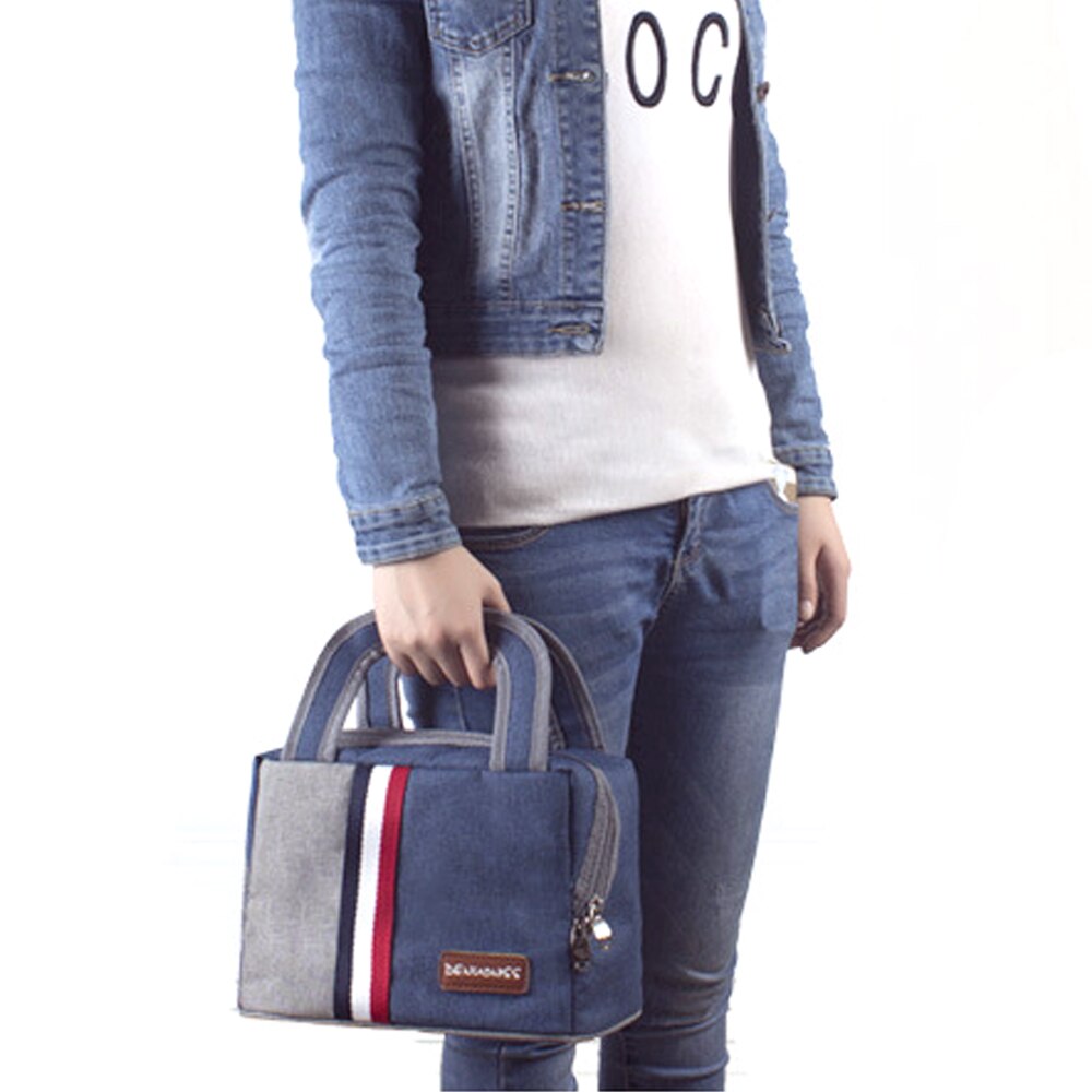 Geïsoleerde lunchtas, koeltas met matte waterdichte stof, wijd open handtas, draagbaar voor vrouwen en studenten op school.