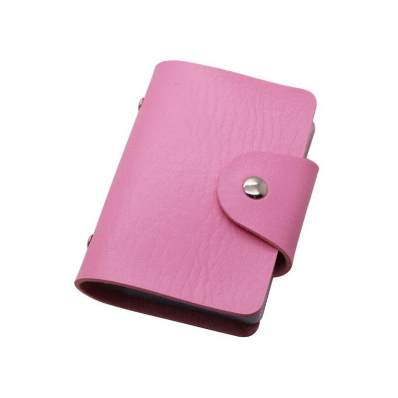 Pu Functie 24 Bits Credit Kaarthouder Effen Kleur Card Case Business Id Card Organizer Draagbare Mannen Vrouwen Portefeuilles Kaarthouder: Roze