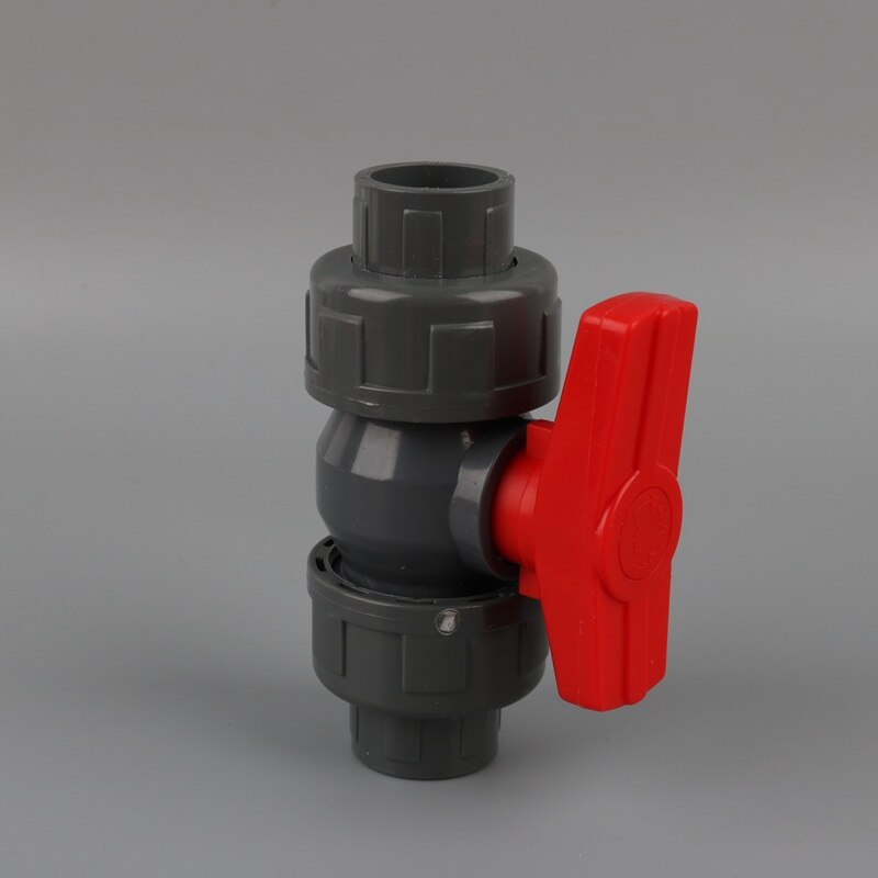 1pc 40mm til40mm pvc kuleventil fagforening skjøt glidestenge ventil 1 1/4 " pvc rørfittings rørlegger adapter tilbehør vannrør fagforening: Grå
