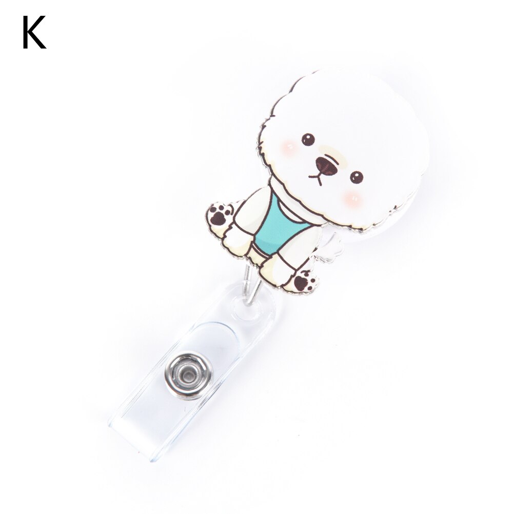 1 pièces Mini dessin animé chien rétractable Badge bobine le nouvel étudiant infirmière interdiction ID nom carte porte-Badge fournitures de bureau: K