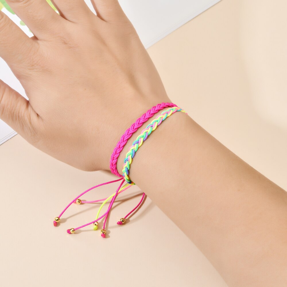 ZMZY Neue Einfache handgefertigt Seil Boho Gewinde Glück Seil Armbinde &Ampere; Armreifen Für Frauen Männer Freundschaft gewebte Regenbogen Armbinde