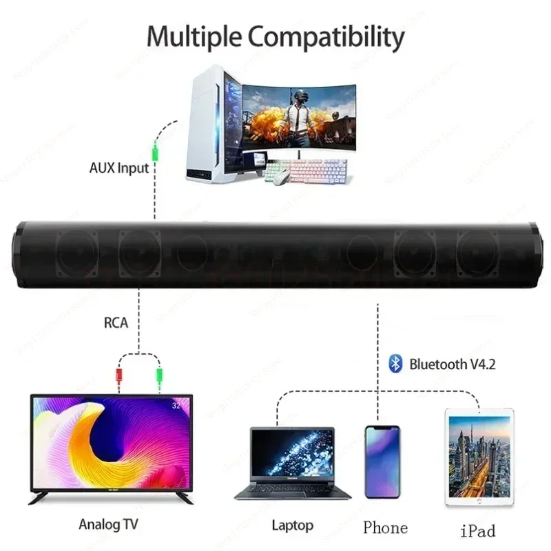 Bærbar superkraftig trådløs bluetooth-høyttaler hjemmekino-tv-lydplanke quick reader bluetooth-lydboks subwoofer fm-radio