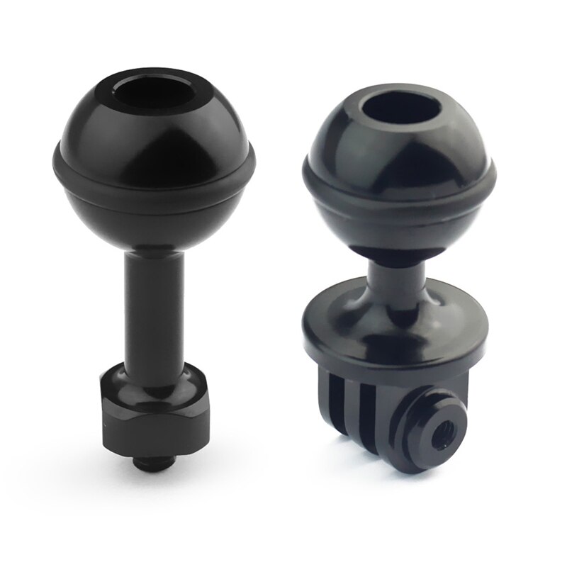 1 pçs cnc 360 graus de rotação bola cabeça montar tripé 2.5cm preto & 1 pçs alumínio 1/4 Polegada parafuso bola adaptador de montagem para gopro hero