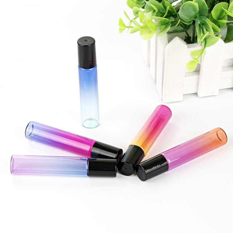 10ml Gradienten Farbe Ätherisches Öl Flasche Tragbare Glas Flasche Edelstahl Rolle Ball Flaschen Reise Parfüm Container