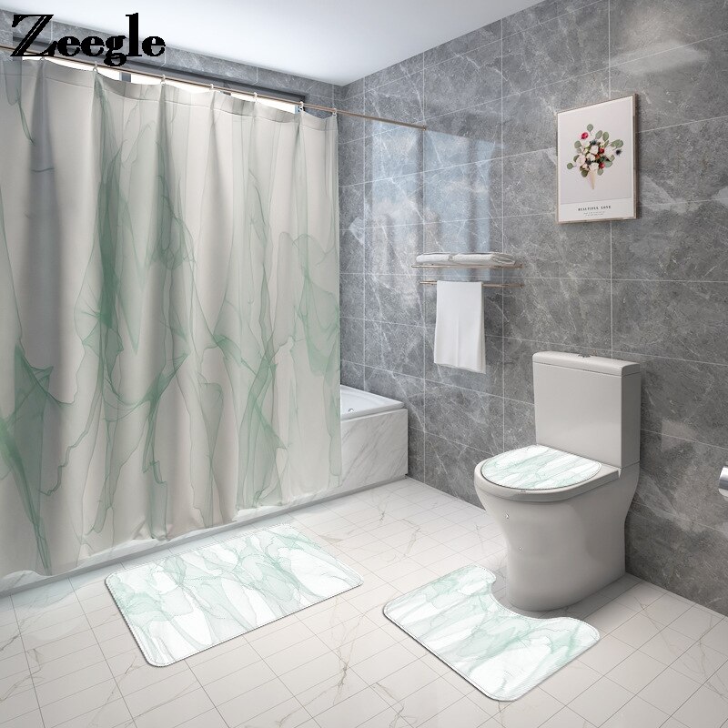 Eenvoudige Geometrische Badmat Douche Decoratie Badtapijten Badkamer Badmat En Douchegordijn Set Dot Gedrukt Wc Matten