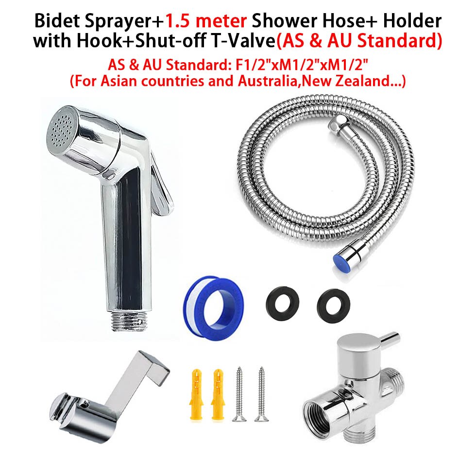 Cabezal de ducha de mano, ducha, inodoro, bidé, chorro de lavado en aerosol, Shattaf con manguera de acero inoxidable de 1,5 metros: Bidet Hose