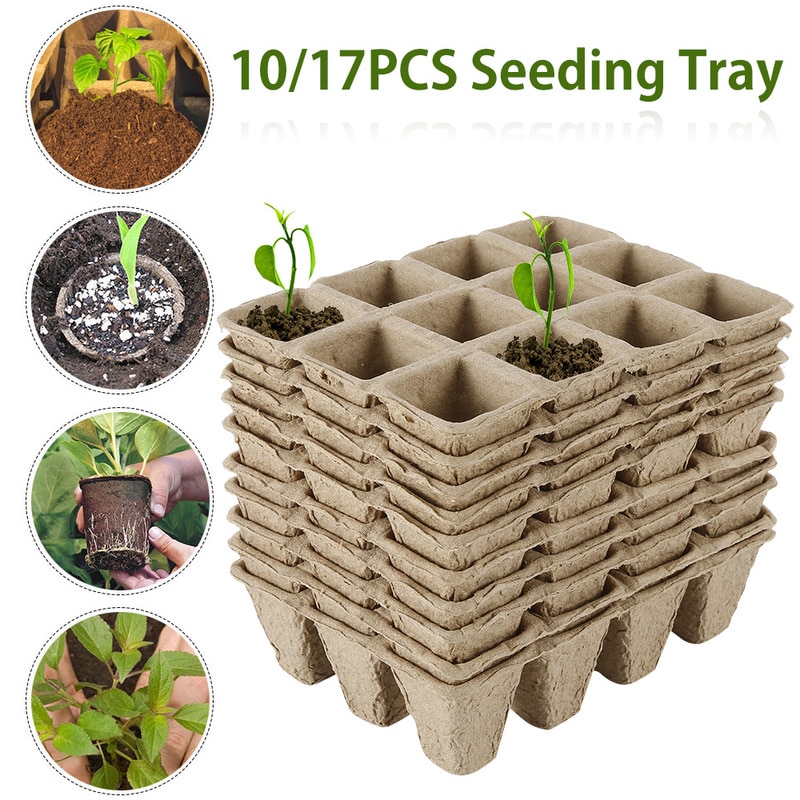 10/17 Pcs Rganic Biodegradable Paper Pots Plant Starters Seedling Herb Seed Nursery Cup Kit Eco-Friendly Home Cultivation