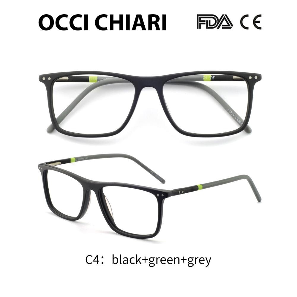 OCCI CHIARI Frame Eyeglasses Frames Men prescription Acetate Male Fashionable Spectacle Frames Optical Glasses Black W-COSCO: C4