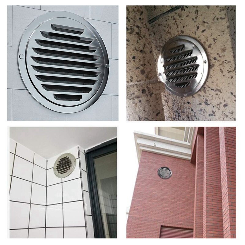Hthl -6 tums jalusigallerkåpa ventilationshuv väggventiler med inbyggt fly sn mesh  - 304 ventilationsuttag i rostfritt stål