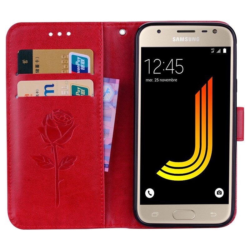 For Samsung Galaxy J3 J330 Case Leather Flip wallet cover For Samsung Galaxy J330F J330 SM-J330F European Case Back Cover